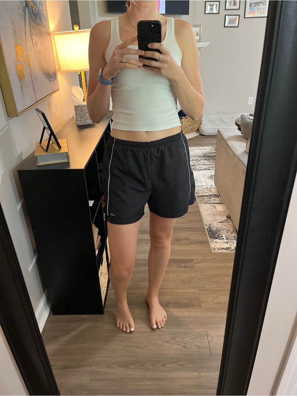 Vintage Champion Black Athletic Shorts with White Piping